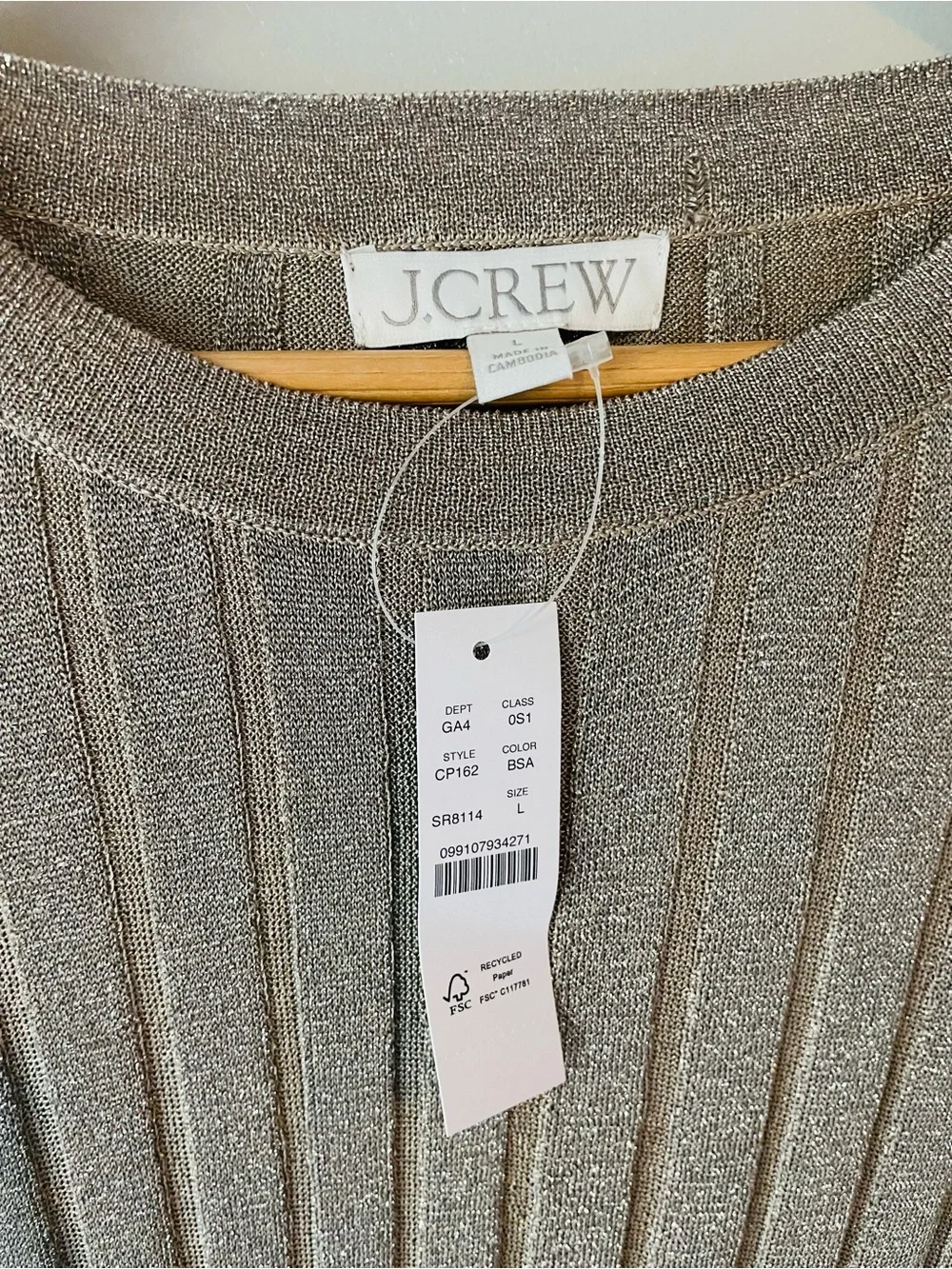 J. Crew Ribbed Metallic Long-Sleeve Midi Dress NWT